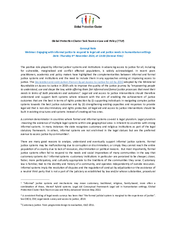 Concept Note inar on Engaging with Informal Justice to Respond to