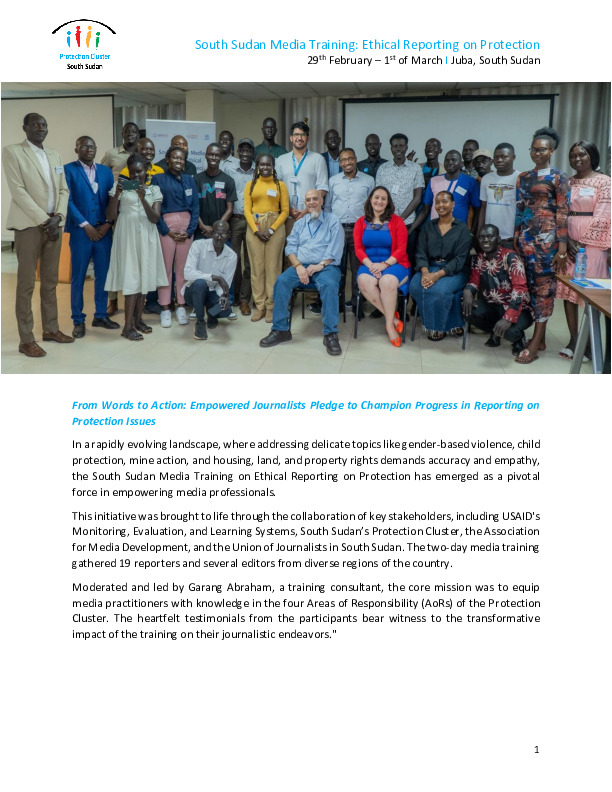 South Sudan Media Training on Ethical Training on Protection Workshop